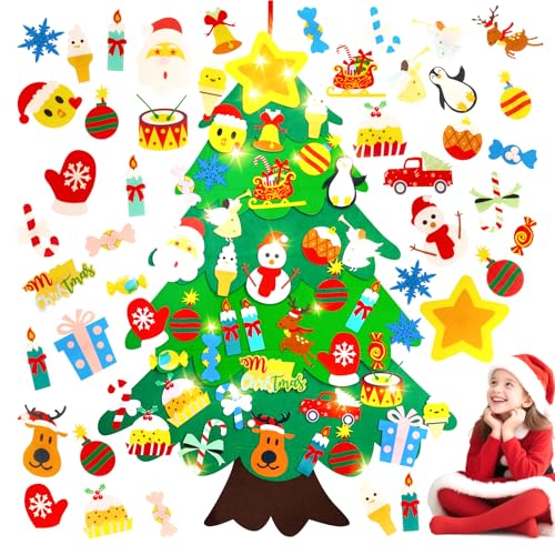 Felt Christmas Tree with Lights 38Pcs U72618