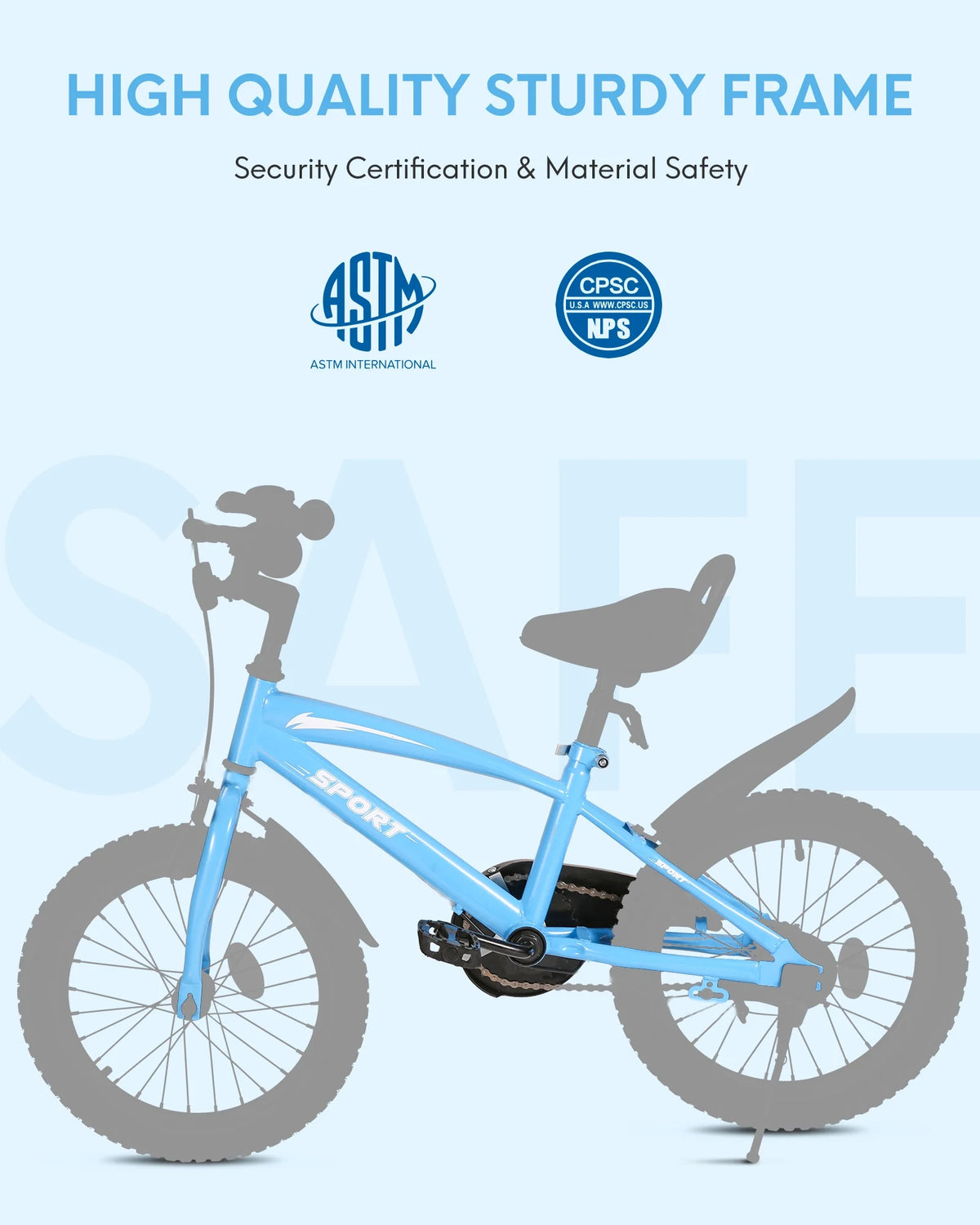16 Inch Blue Kids Bike with Training Wheels C6276