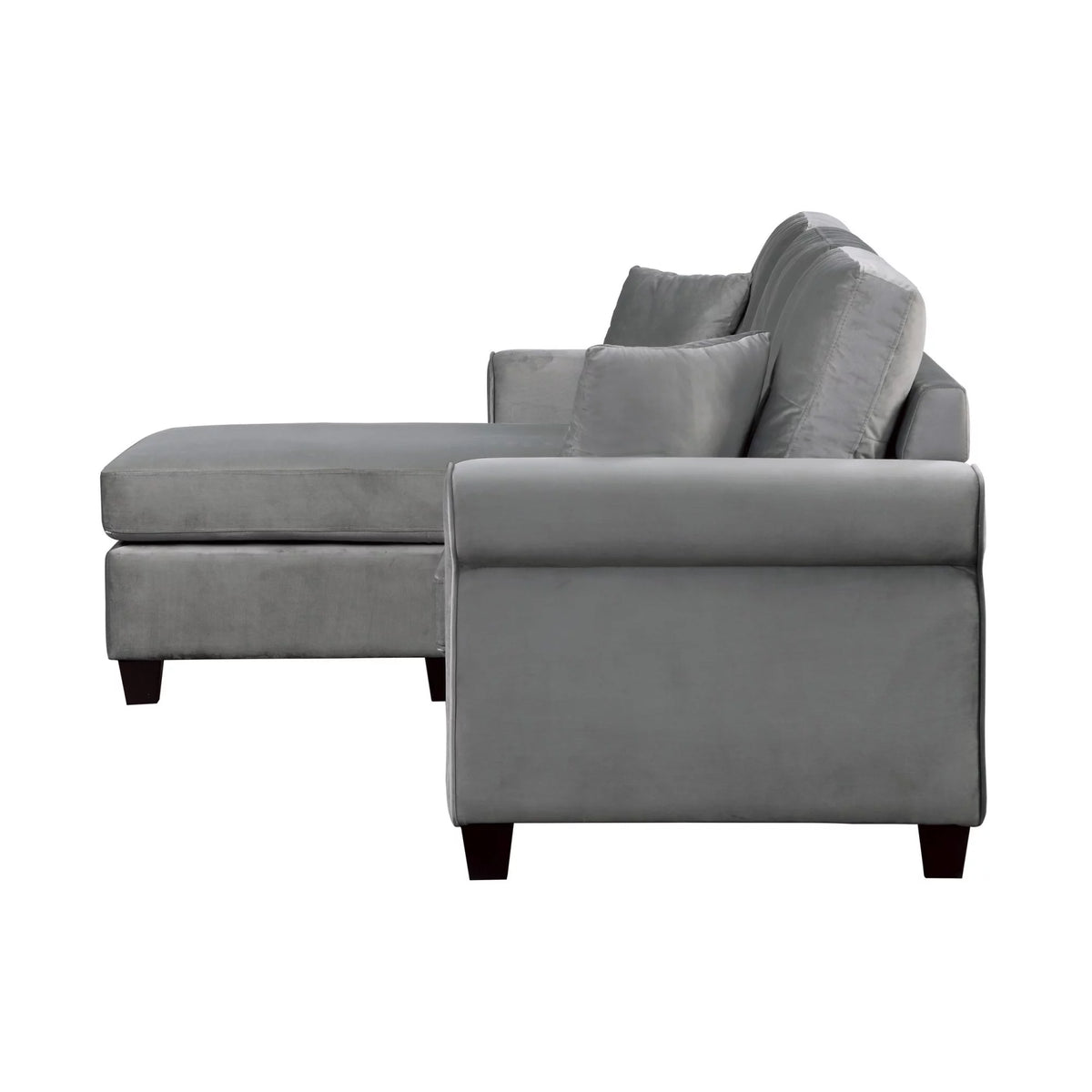 Gray Velvet Sectional Sofa with Reversible Chaise O349