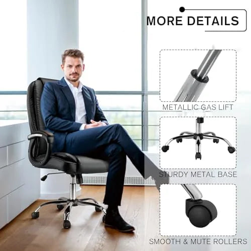 Black Height Adjustable PU Leather Ergonomic Office Chair V6583