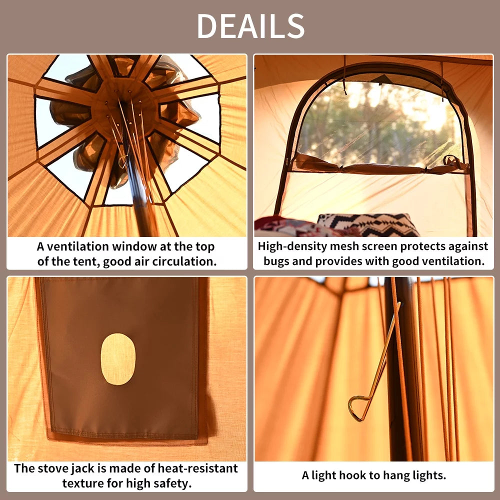 Canvas Tent with Stove Jack 16.4ft Dia R8737