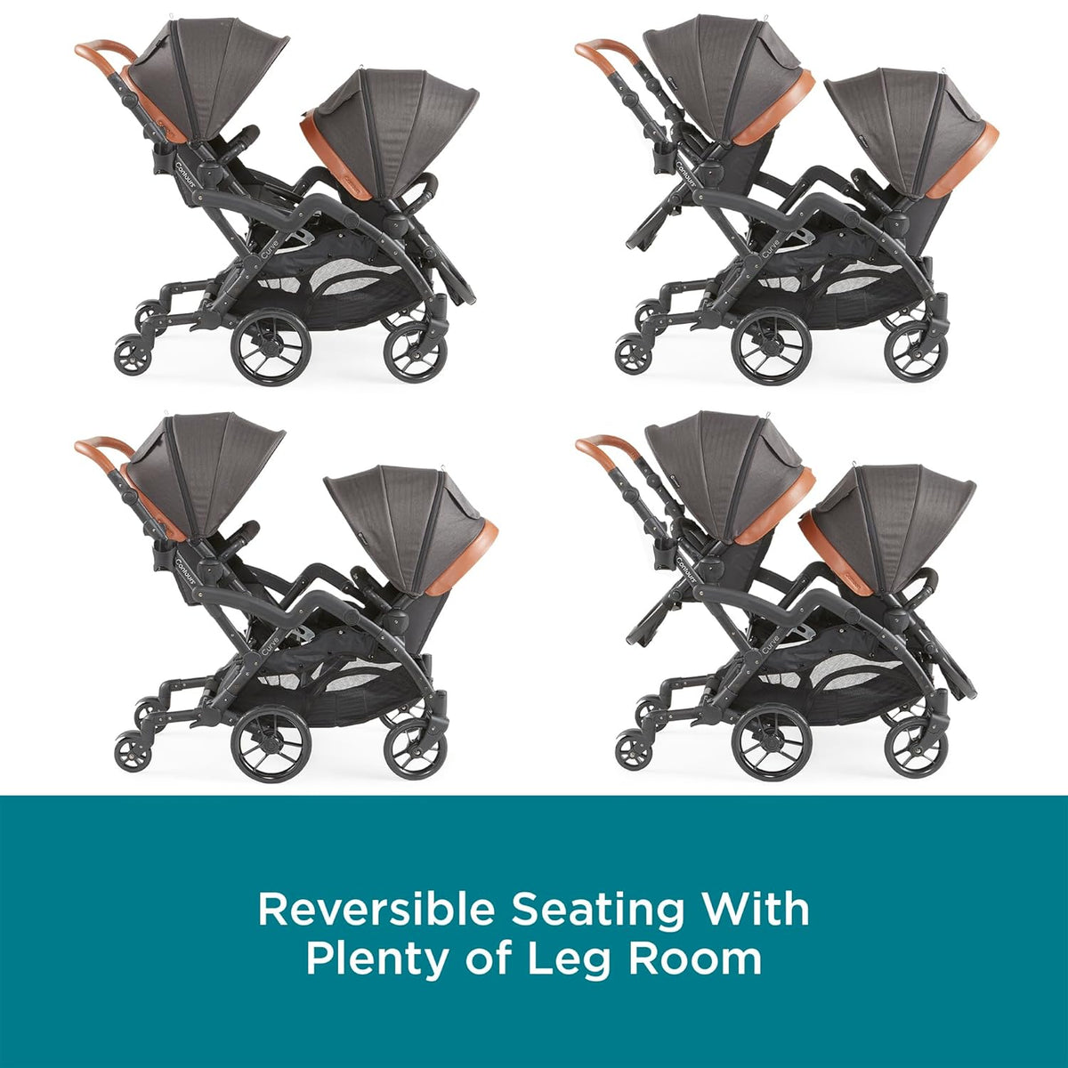 Black Herringbone Convertible Tandem Double Stroller C219540