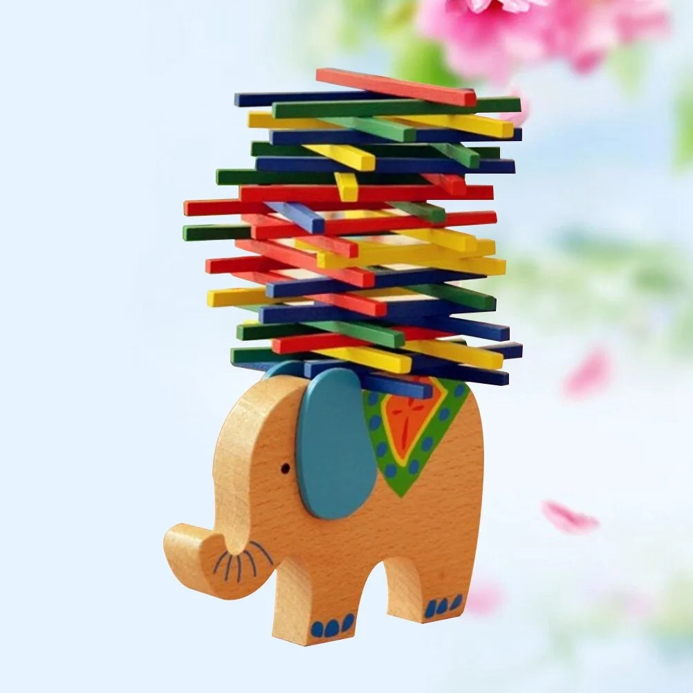 Wooden Stackable Building Blocks Set Balancing Games Playset Toys Educational Toys E14196