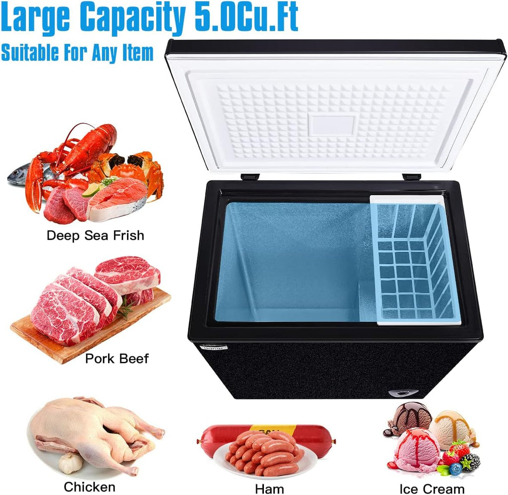 5.0 Cubic Top Open Door Chest Freezer with Removable Storage Basket C157773