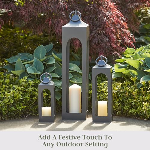 Large Black Metal Lantern with Glass Panels X59178