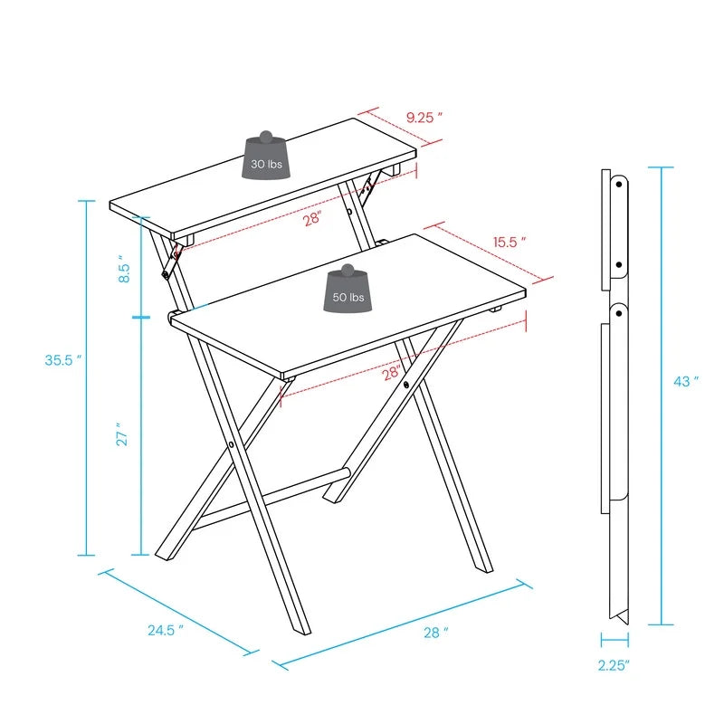 Solid Wood 2-tier Folding Laptop Desk R48991