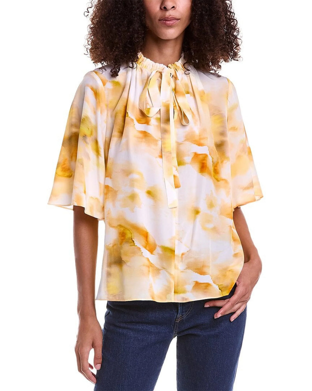 Yellow Silk Blouse E829