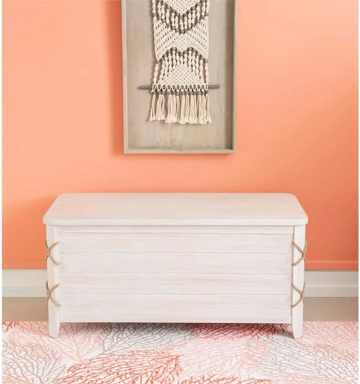 White Wood Storage Chest C35936