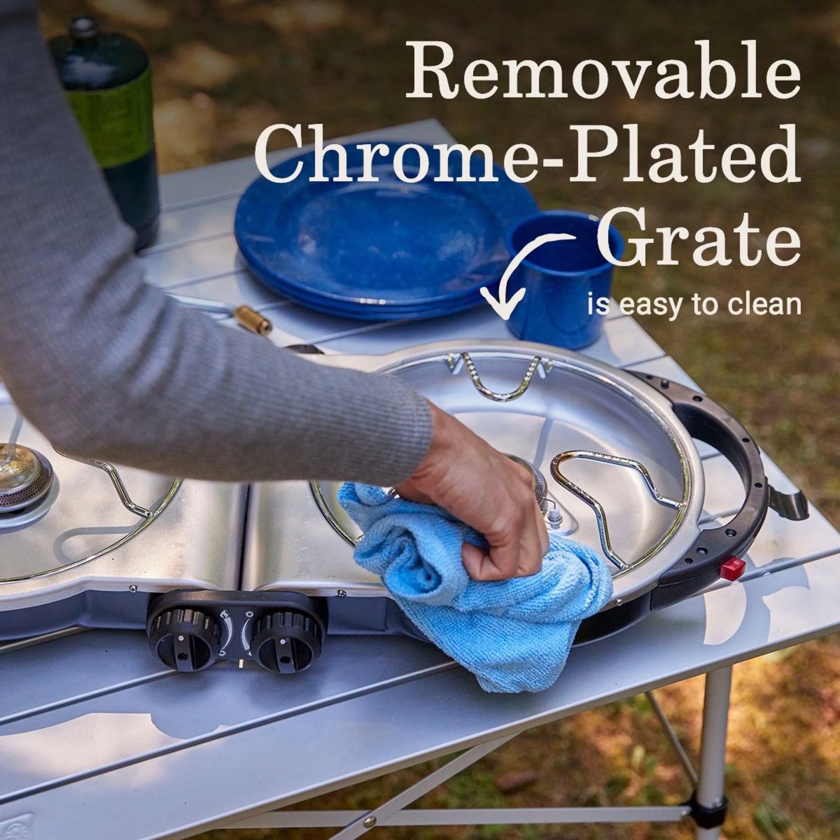 Black 2 Burner Portable Propane Camping Stove E618