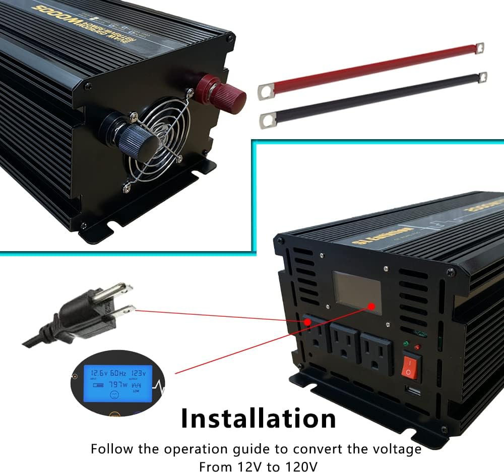 2000W Power Inverter 12V DC to 120V AC with LCD Display USB Port Y75660