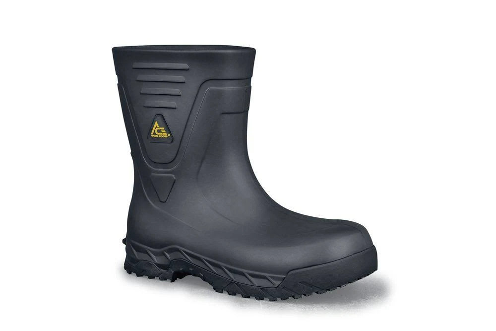 Black Rubber Mid-Calf Boots M90098