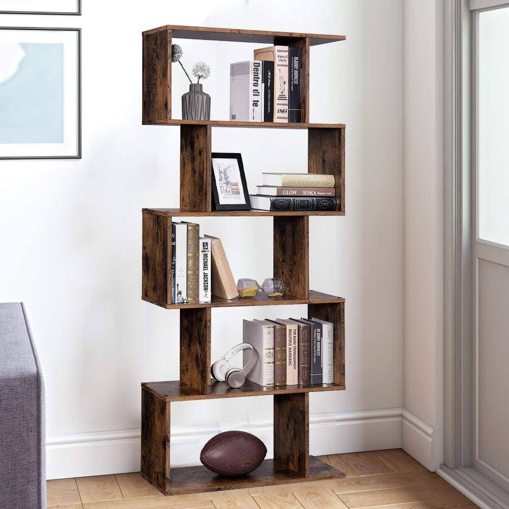 5 Tier S-Shaped Wood Bookcase P339