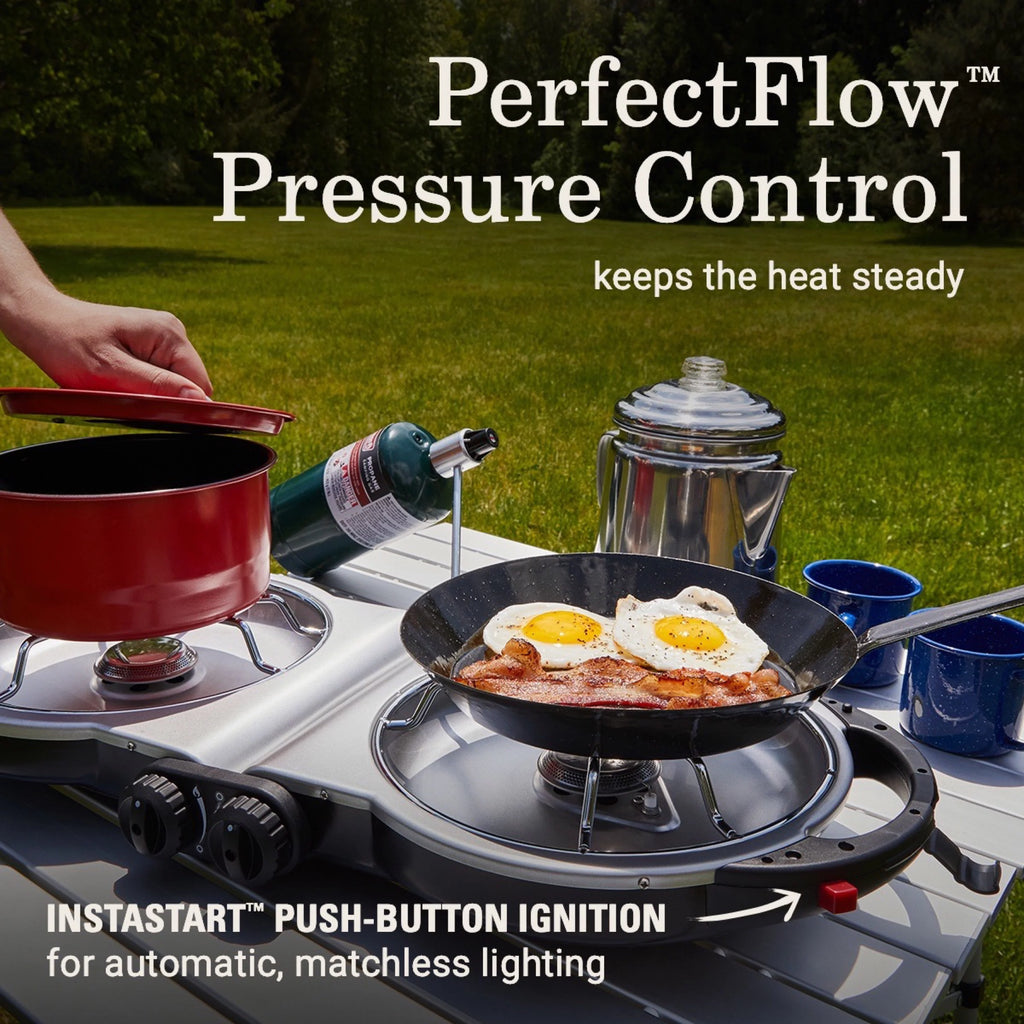 Black 2 Burner Portable Propane Camping Stove E618