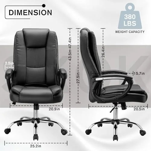 Black Height Adjustable PU Leather Ergonomic Office Chair V6583