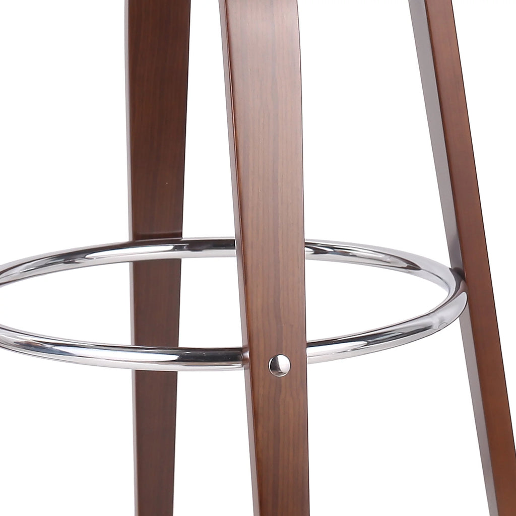 Cognac Brown Walnut Upholstered Swivel Barstool O230