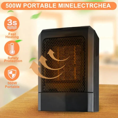 500W Mini Black Ceramic Electric Heater J2801