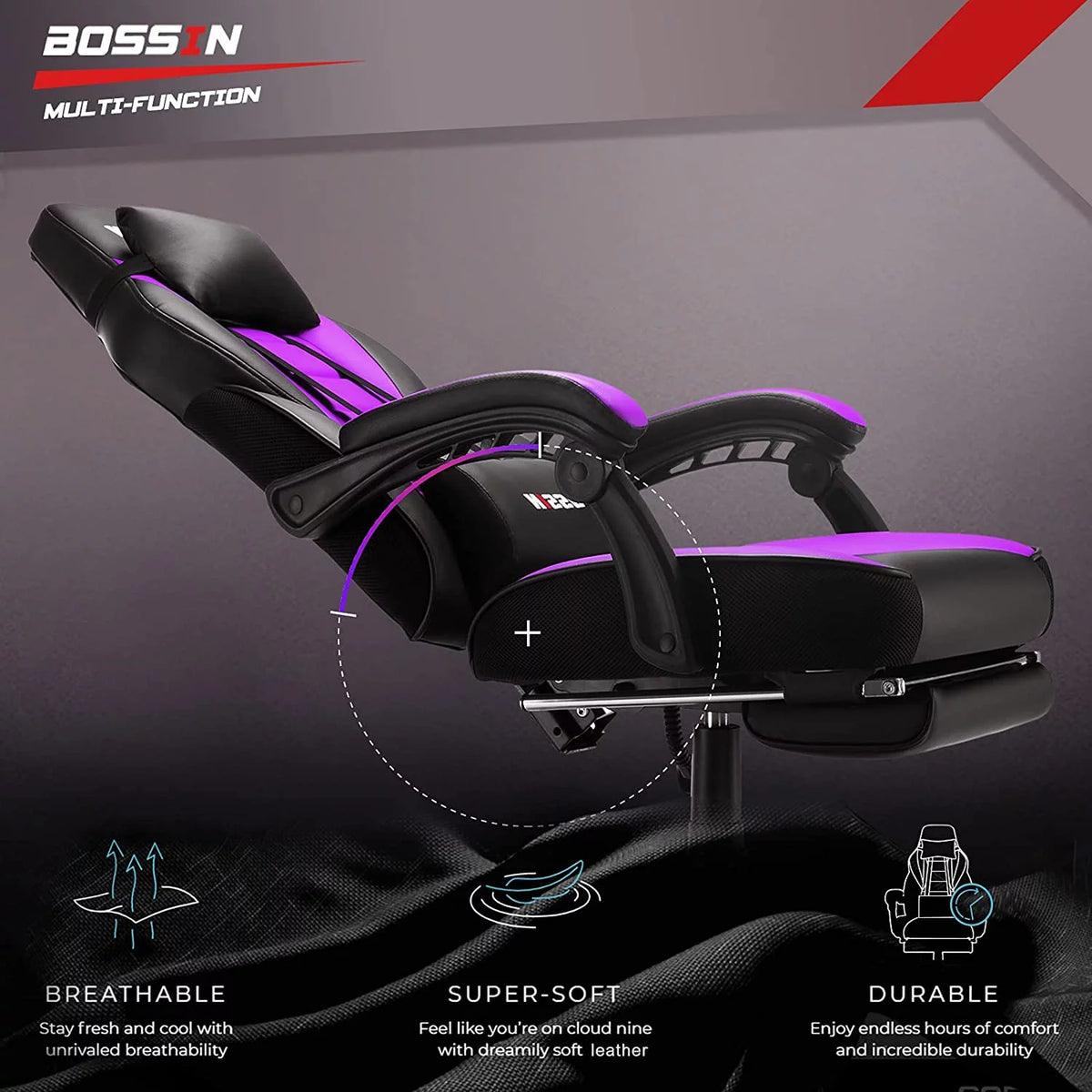Gaming Chair with Footrest and Lumbar Support E109440