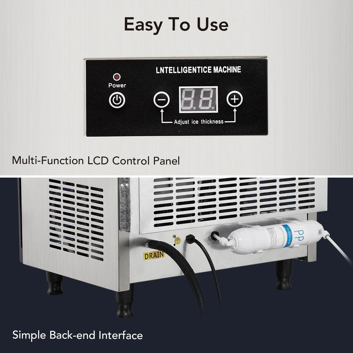 Commercial Ice Maker 130Lbs/24H with 44Lbs Storage Stainless Steel U813729