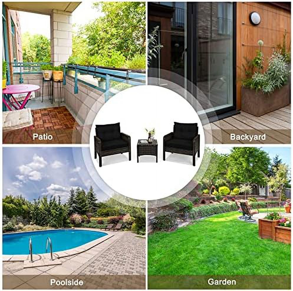 3 Piece Outdoor Rattan Sectional Sofa Set with Seat Cushions J495