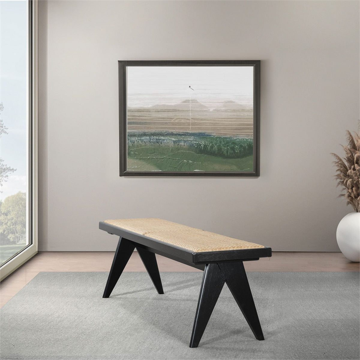 Camel Natural Rattan Dining Bench L76159