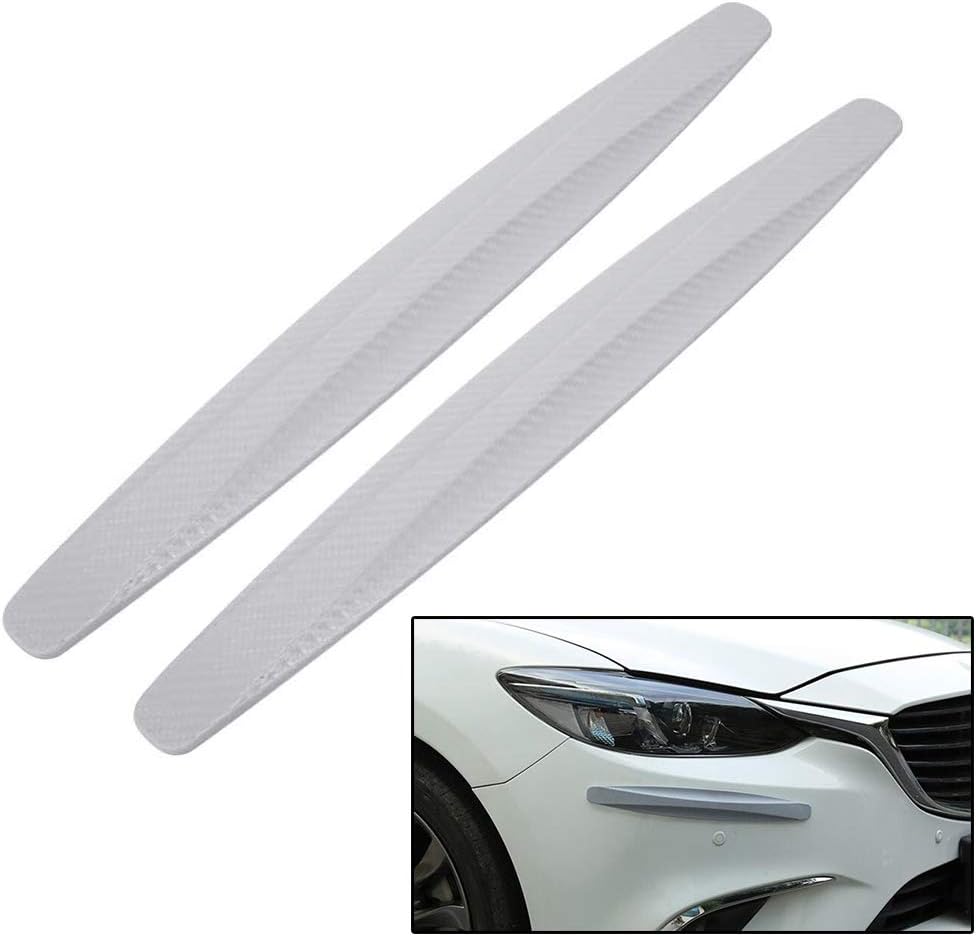 Car Front Rear Bumper Protector Anti-Collision Rubber Strips Pack of 2 White W451