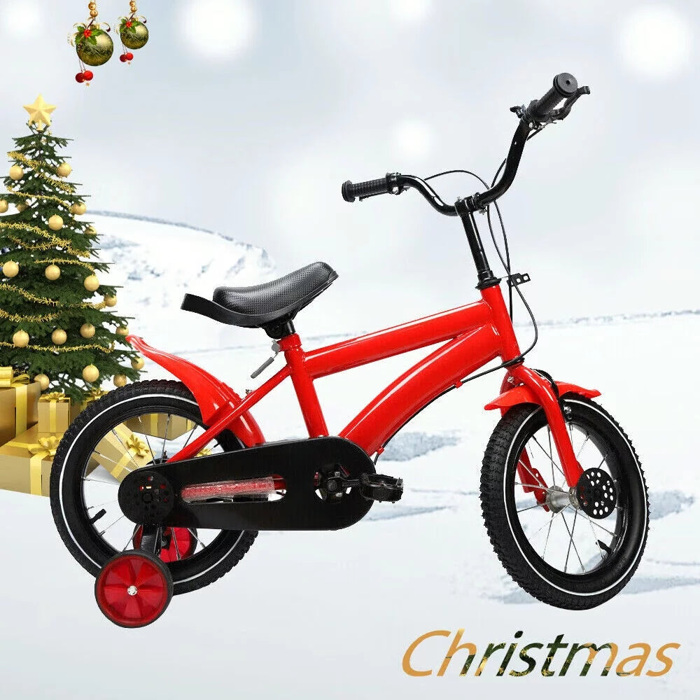 Yellow 14 Inch Kids Bike with Training Wheels D3277