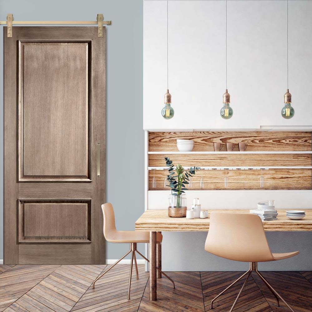 White Bronze Barn Door Hardware Set with 4' Track Q885005
