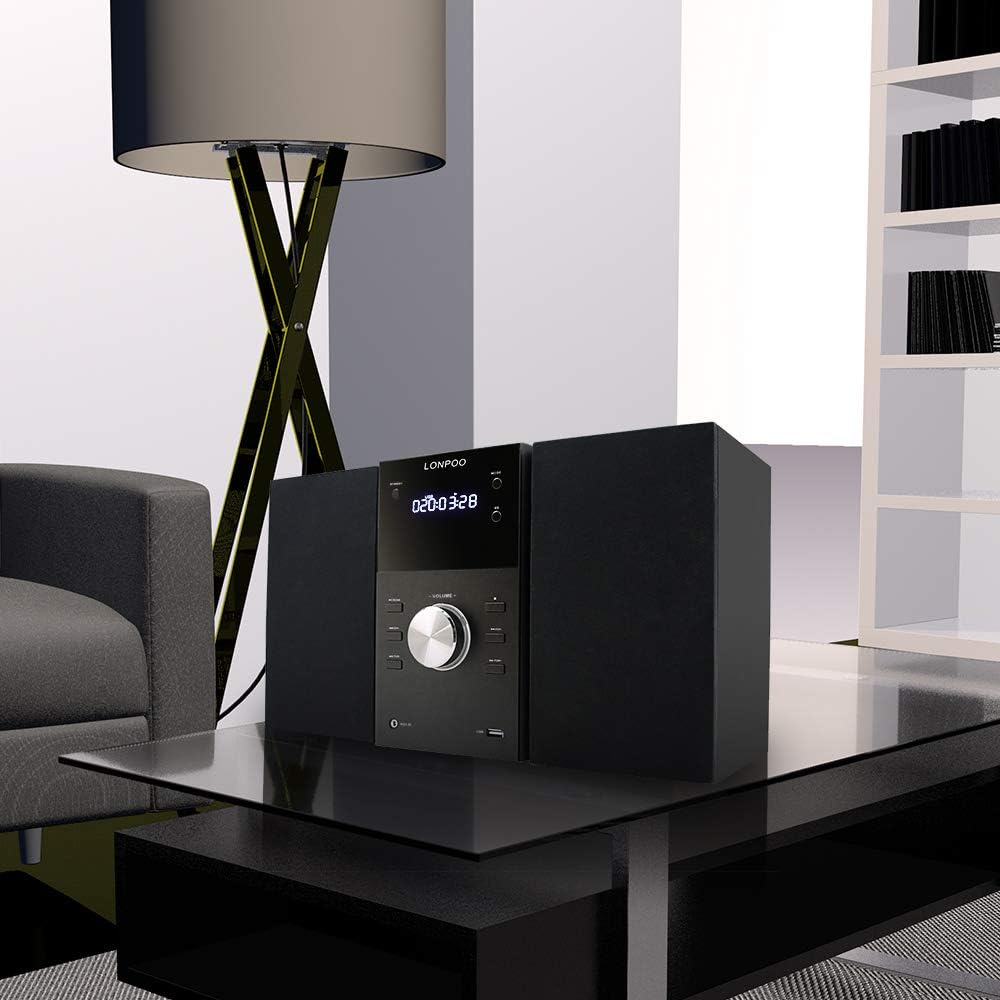 Micro Shelf System with CD Player, Bluetooth, FM Radio, USB Port, AUX-in, Remote Control, LED Display E510399