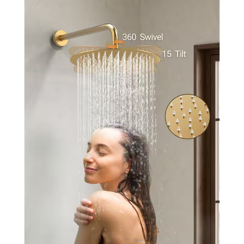 10 in. Wall Mount Shower Head and Tub Faucet 2.5 GPM Brushed Gold F81837