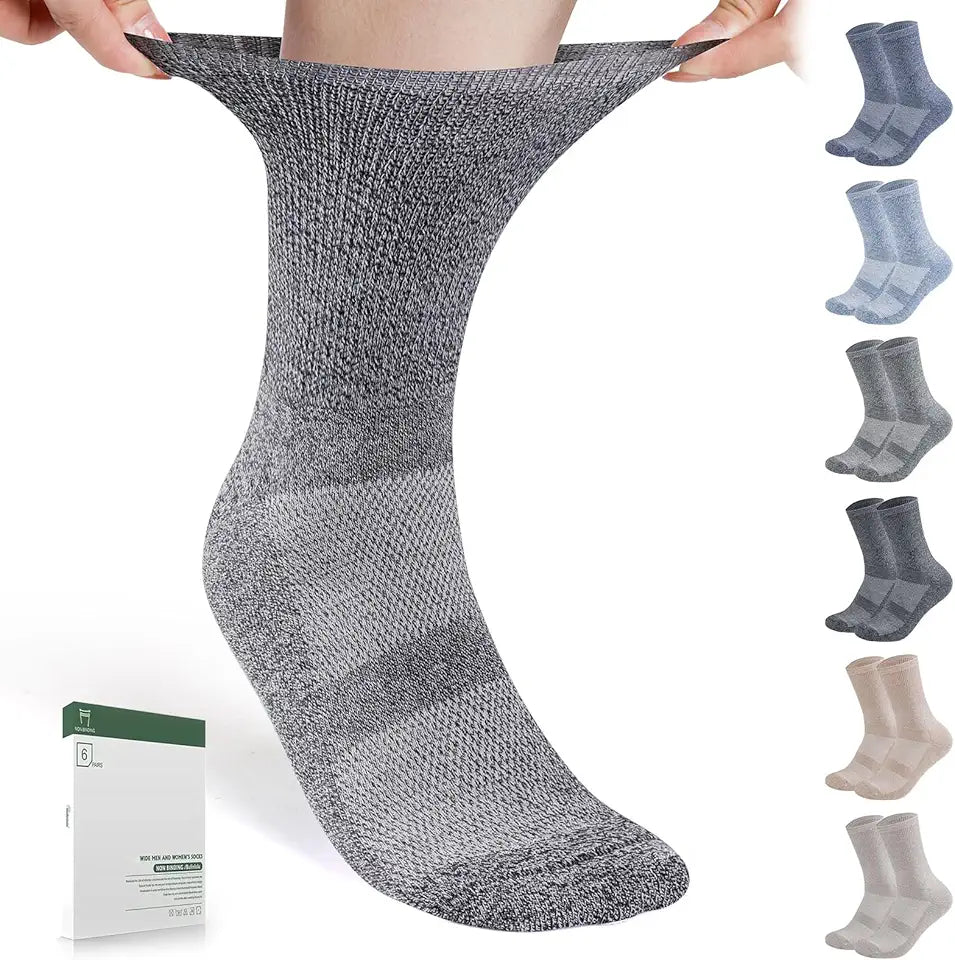 6 Pairs Non Binding Seamless Toe Diabetic Socks H1215