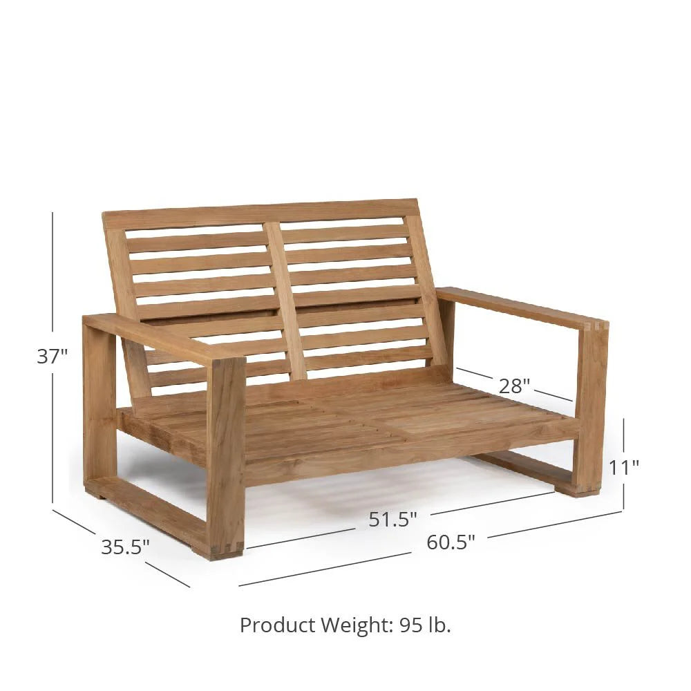 Grade A Teak 60in Patio Bench, Seats 2, Weather Resistant S697