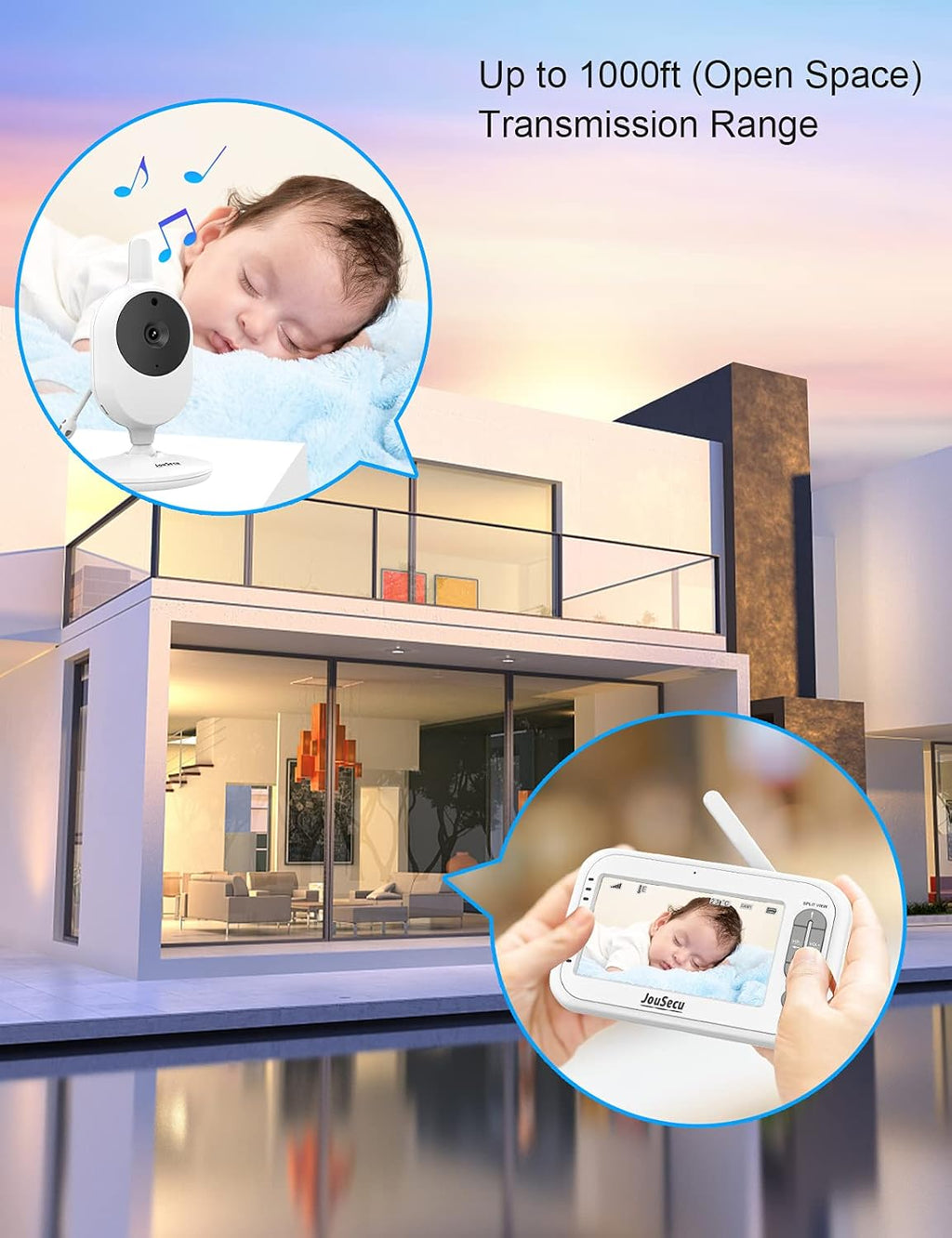 Baby Monitor with Camera and Audio 4.3 Inches LCD Split Screen R709390