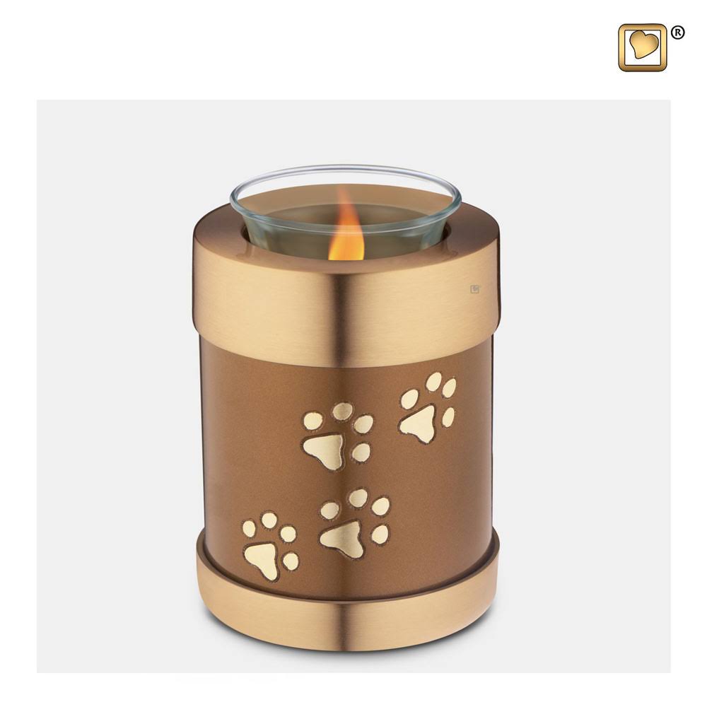 Bronze Paw Prints Tealight Candle Urn E70454