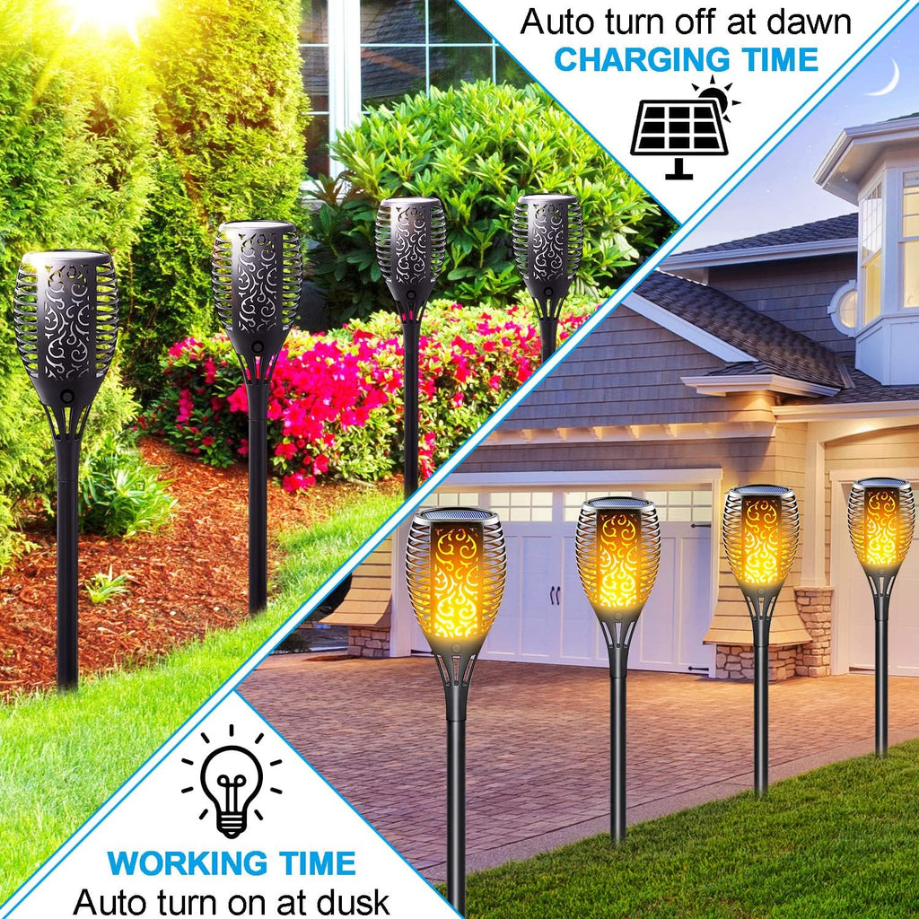 8 Pack Solar Torch Light with Flickering Flame A57007