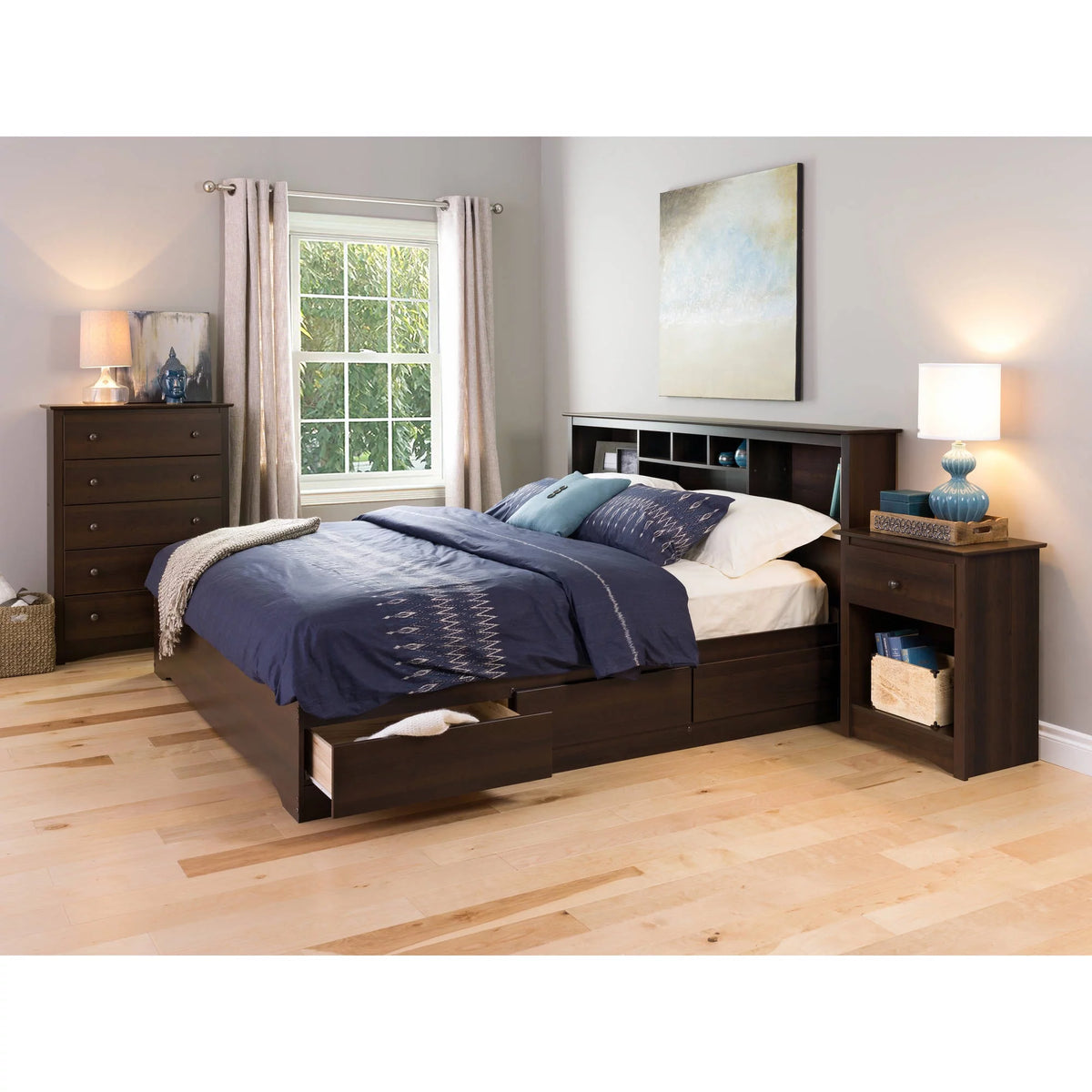 Espresso 1-Drawer Bedroom Nightstand R689