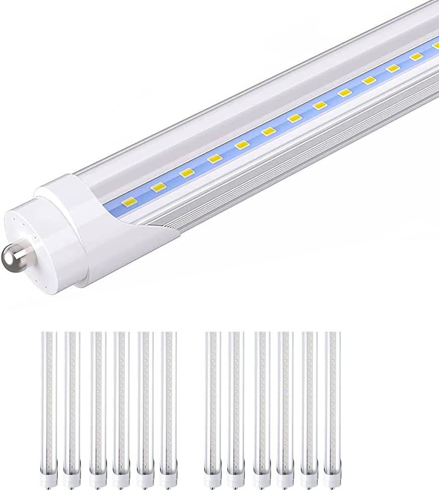 8FT T8 44W 6000K Cool White Clear Cover Led Shop Light (Pack of 12) L344334