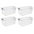 Set of 4 Large Clear Plastic Storage Containers 105 Quart E445
