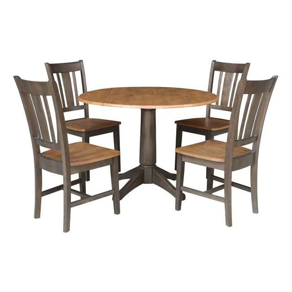 42 in. Round Drop Leaf Dining Table with 4 Chairs V78659