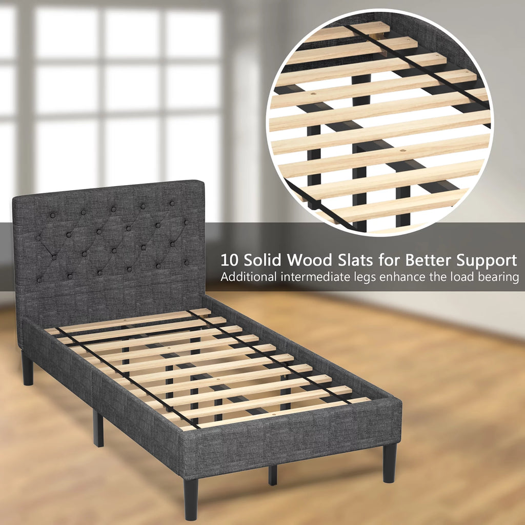 Twin Upholstered Bed Frame with Headboard Y904860