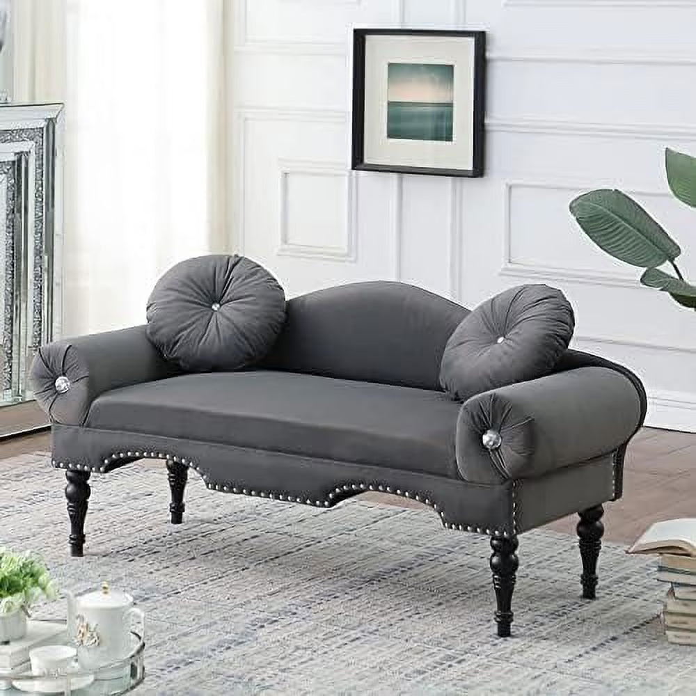 54" Velvet Tufted 2 Seater Loveseat Sofa with 2 Pillows H30651