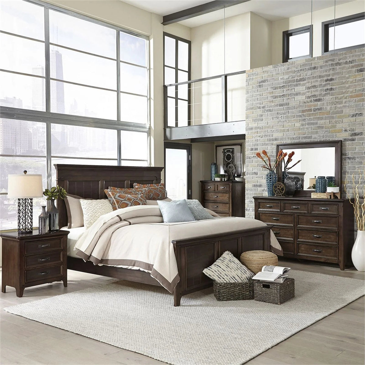 Queen Panel Bed and 9 Drawer Dresser R3502