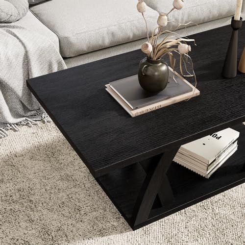 Dark Brown Wood Coffee Table with Shelf M6480