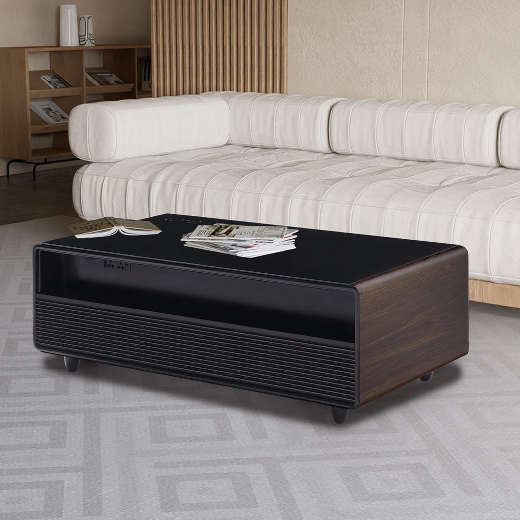 Brown Smart Coffee Table with Built-in Fridge X27204