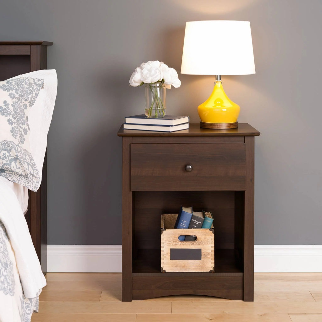 Espresso 1-Drawer Bedroom Nightstand R689