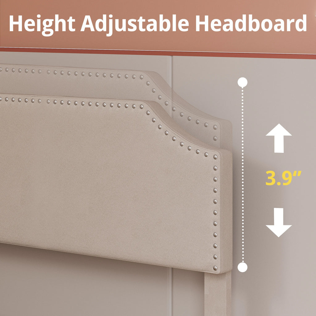 Upholstered Twin Bed Frame with Adjustable Headboard G150