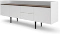 White and Walnut Sideboard Cabinet with 2 Drawer and 3 Door B17330