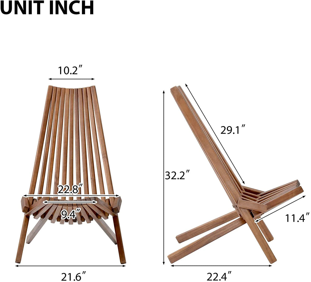Natural Folding Acacia Wood Lounge Chair I964507