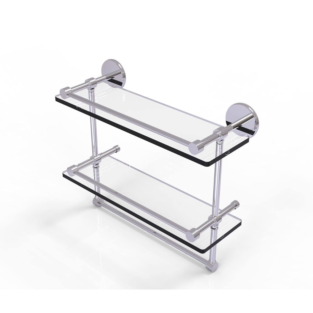Polished Chrome Double Glass Shelf with Towel Bar B605048