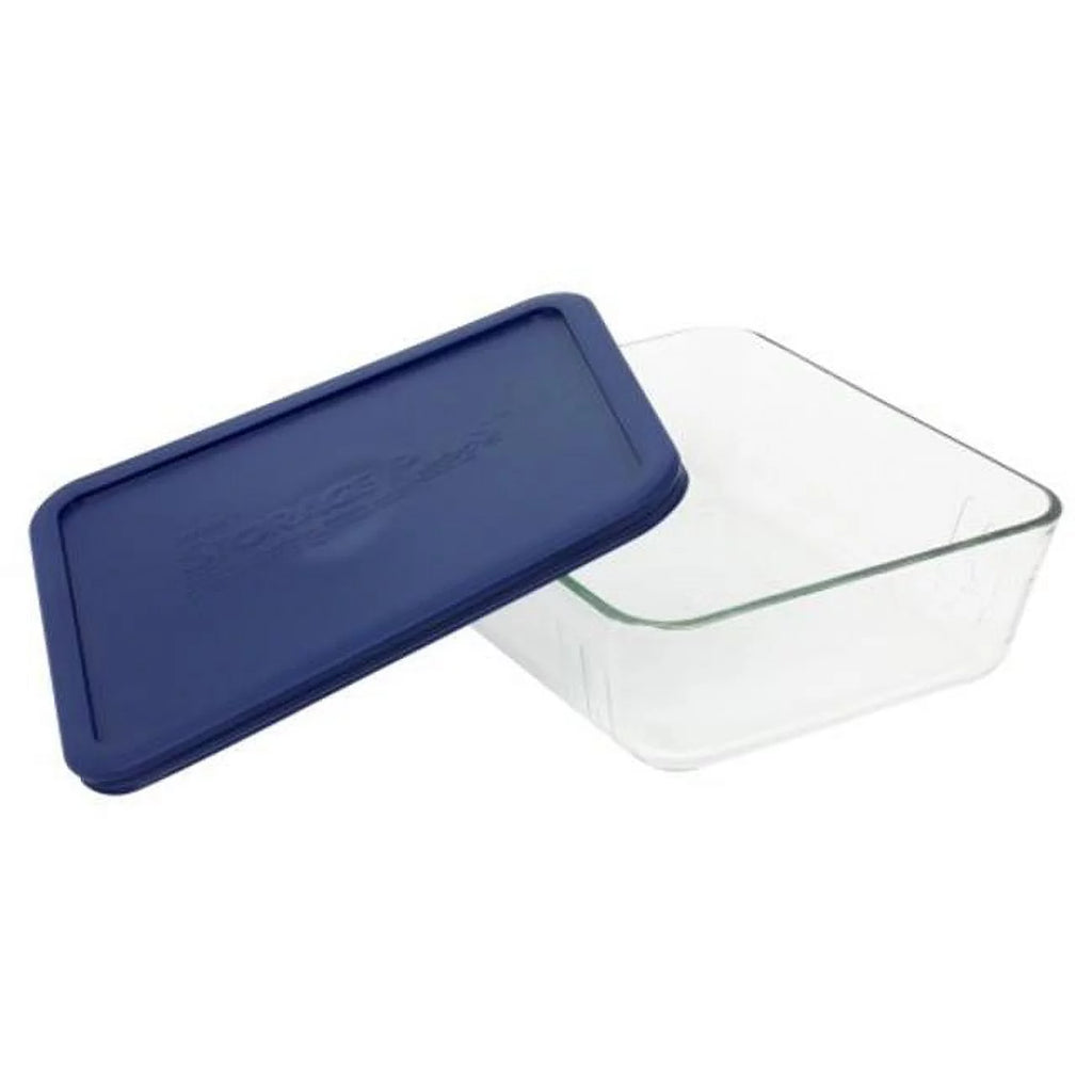 11-cup Rectangular Glass Food Storage Container with Blue Lid I291