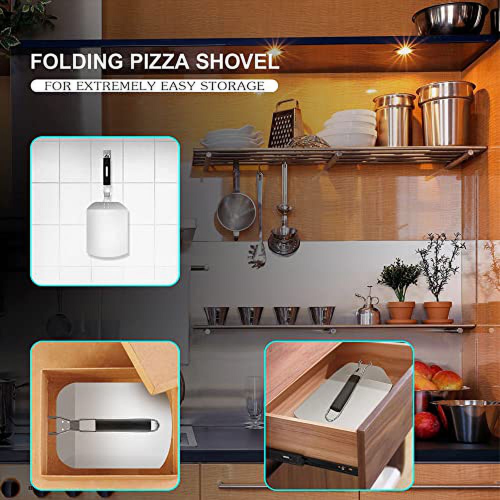 Metal Pizza Peel 13x9.5 inch Set with Fordable Handle X79364
